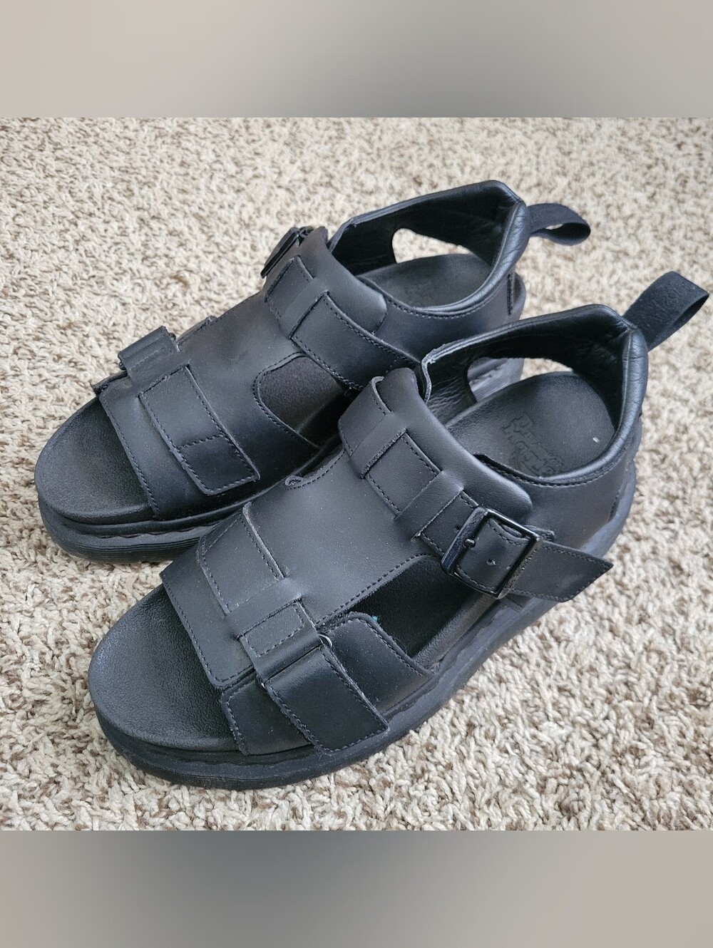 Dr. Martens Kamilah Sandals Shoes Black Leather 90s Fisherman Mono Buckle 8